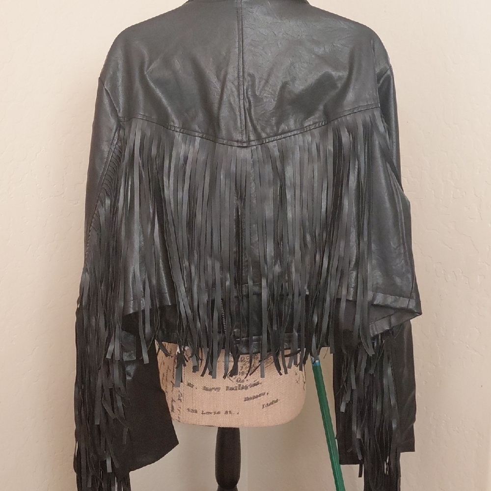 DOLLSKILL CURRENT MOOD 3X VEGAN LEATHER MOTO FRINGE JACKET